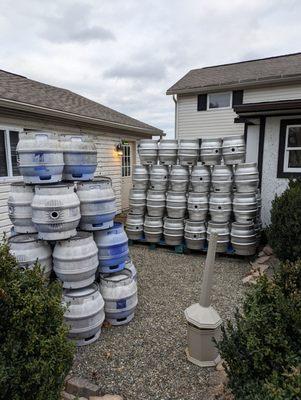 Kegs outside