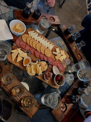 Flights and a charcuterie board