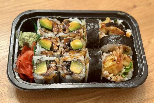 Eel and avocado roll/shrimp tempura roll