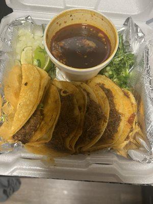 5 Birria Tacos with Consome