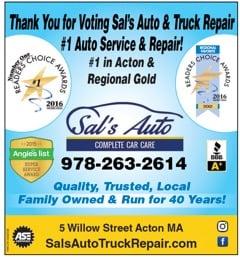 Thank you for VOTING Sal's Auto #1 Auto Shop in Acton MA & Middlesex West Boston!