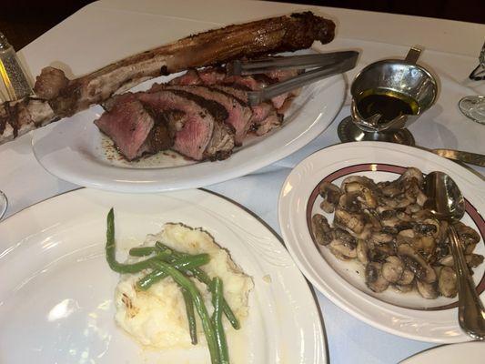 Tomahawk ribeye dinner for two.