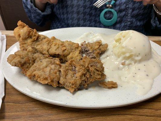 Massive Steak Fingers w/mashed potatoes and gravy