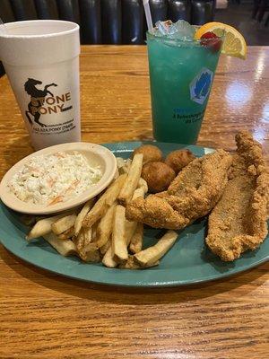 Catfish Platter  Drink: Seabiscuit