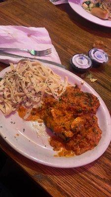 mahi-mahi with Marsala sauce + fettuccine pasta