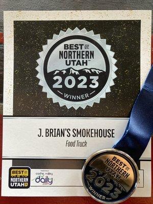 Our Silver Medal for food truck!  

Best of Northern Utah!