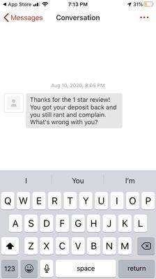 Message from owner Sean (6 months after My review).