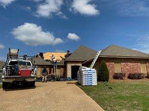 Residential roof services ongoing in Draughn Drive neighborhood in Jackson