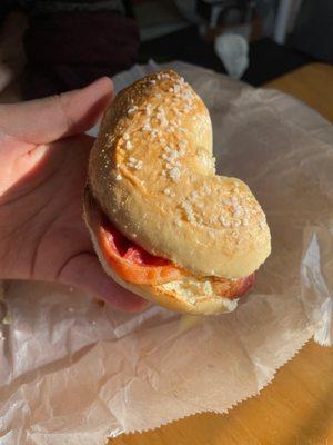 Bacon Egg and Cheese on a toasted Salt Bagel