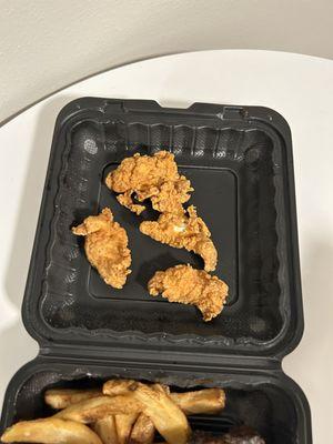 This was the chicken strips looked like someone took a bite before they packaged it up