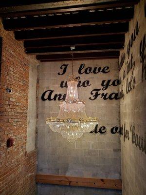 Gorgeous chandelier at the entrance to the Attic