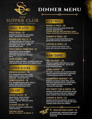 TSC Dinner Menu