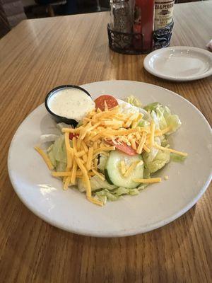 Dinner salad with ranch.