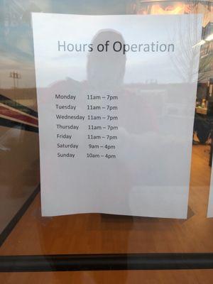 There hours of operation