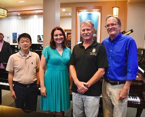 Left to Right
Remington Tang (HPC Store Manager)
Anna Petrof
(6th Gen. Petrof Owner)
Alex Luvruck
(Sales Rep)
Hal Rattlif
(Sales Rep)