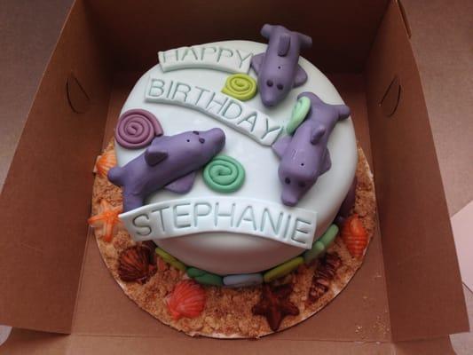 Custom Fondant Dolphin Birthday Cake