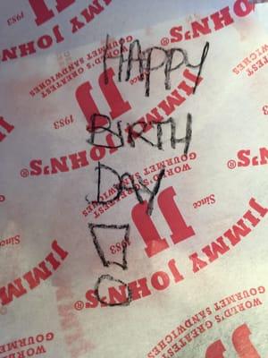 The Official Jimmy John's Birthday Wrap.