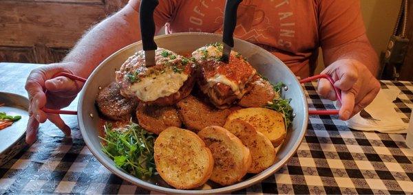 Dinner for two. Lasagna and egg plant.