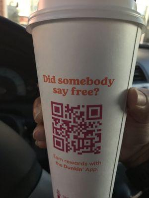 Earn a free coffee like I did! Any size!