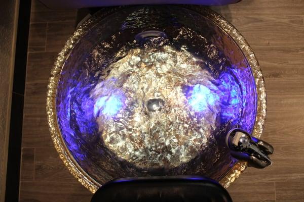 Client view of one of our studio's pedicure bowls.