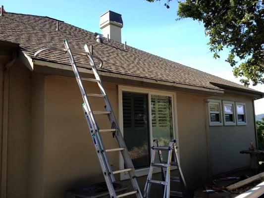 We use ladder kick outs to prevent any damage to rain gutters and siding