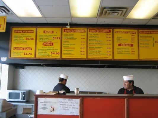 Menu and order counter