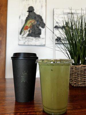 His & hers (Iced Bee Sting & Iced Matcha)