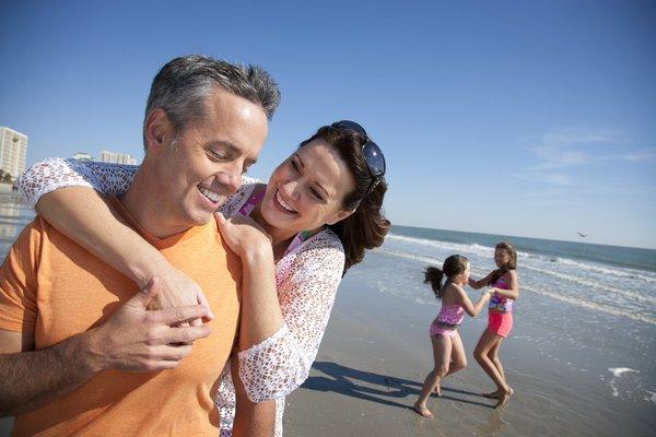 Family on beach