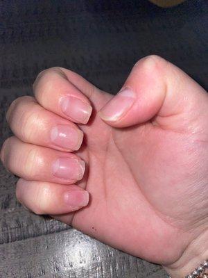 Lifting & cracked nails because they are so thin. Instead of Building the name they apply just like regular gel polish