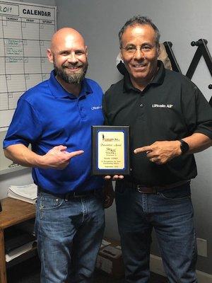 September Presidential Award goes to Isaac! It is important to Lincoln Air that our employees are recognized for their hard work.