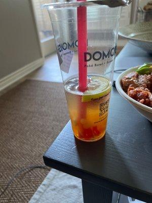 Peach Oolong w/ Passion Fruit boba