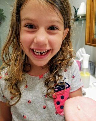 Dr. Carly's youngest daughter just lost her very first baby tooth! We were all so excited forour first visit from the tooth fairy!