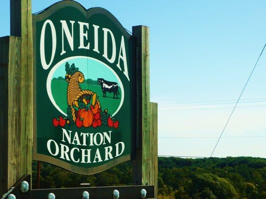 Sign and orchards in BG