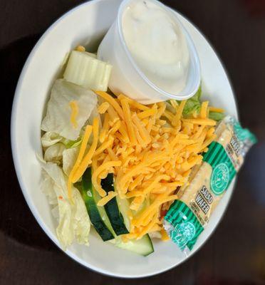 The salad you get when you want blue cheese dressing.  I ate the cucumbers.