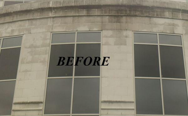 Before picture of a commercial building we power washed in montvale nj