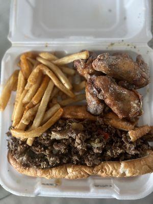 Steak Philly and Honey Ranch Wings