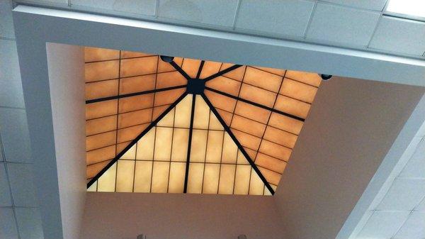 Here is the skylight above reference. it's not true that it never rains in Southern California because you'll hear it loud and clear!