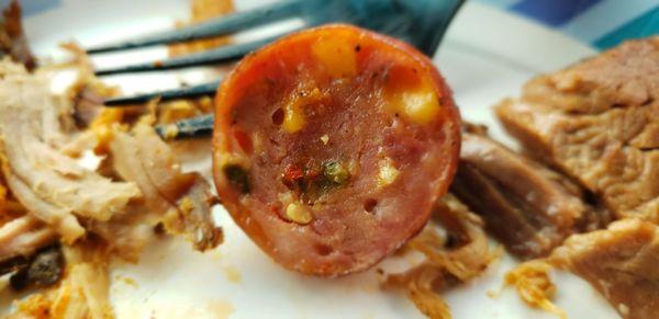 The jalapeno cheddar sausage up close