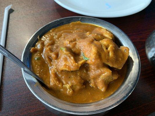 Chicken Curry ($11.99); Chicken cooked in rich, aromatic traditional Indian curry sauce - so good!