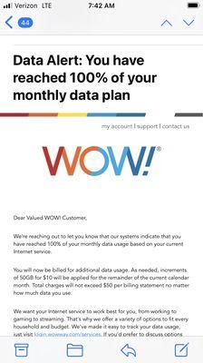 It's not unlimited data like we signed up for They changed Panama City and some other towns to limit you and get more money out of you