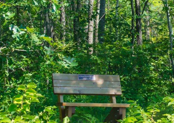 One of many benches available for rest on the prairie.