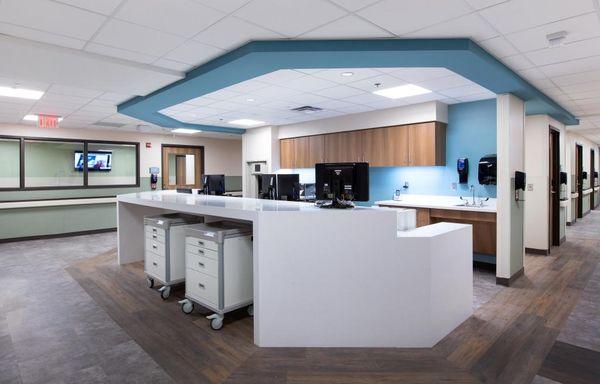 The nurses station at our newly remodeled Emergency Care Center.