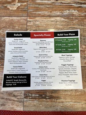 Mattenga's menu.