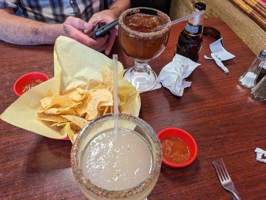 Chips, Salsa, Margarita and Michelada