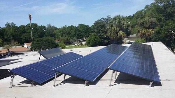 Solar electric array on a flat roof in Altamonte Springs