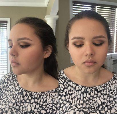 My client Kimmy who wanted a dark taupe smokey eye and winged eyeliner for junior prom.