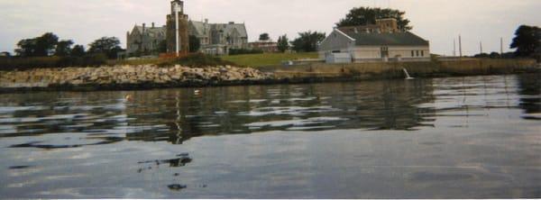 View of lighthouse from the water before restoration