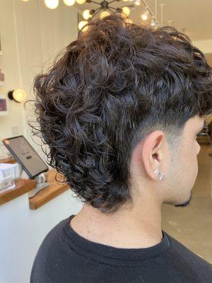 Men's perm and haircut