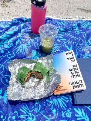 Veggie Wrap and Iced Matcha