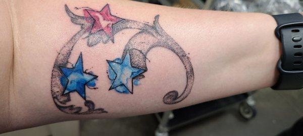 Birthstone Colored Star Tattoo By Glizzy!